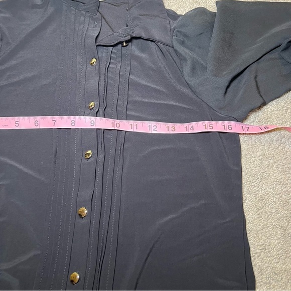 Perception Concept Chic Black Blouse with Buttoned Down Size Small Pleats Puff - Picture 6 of 7